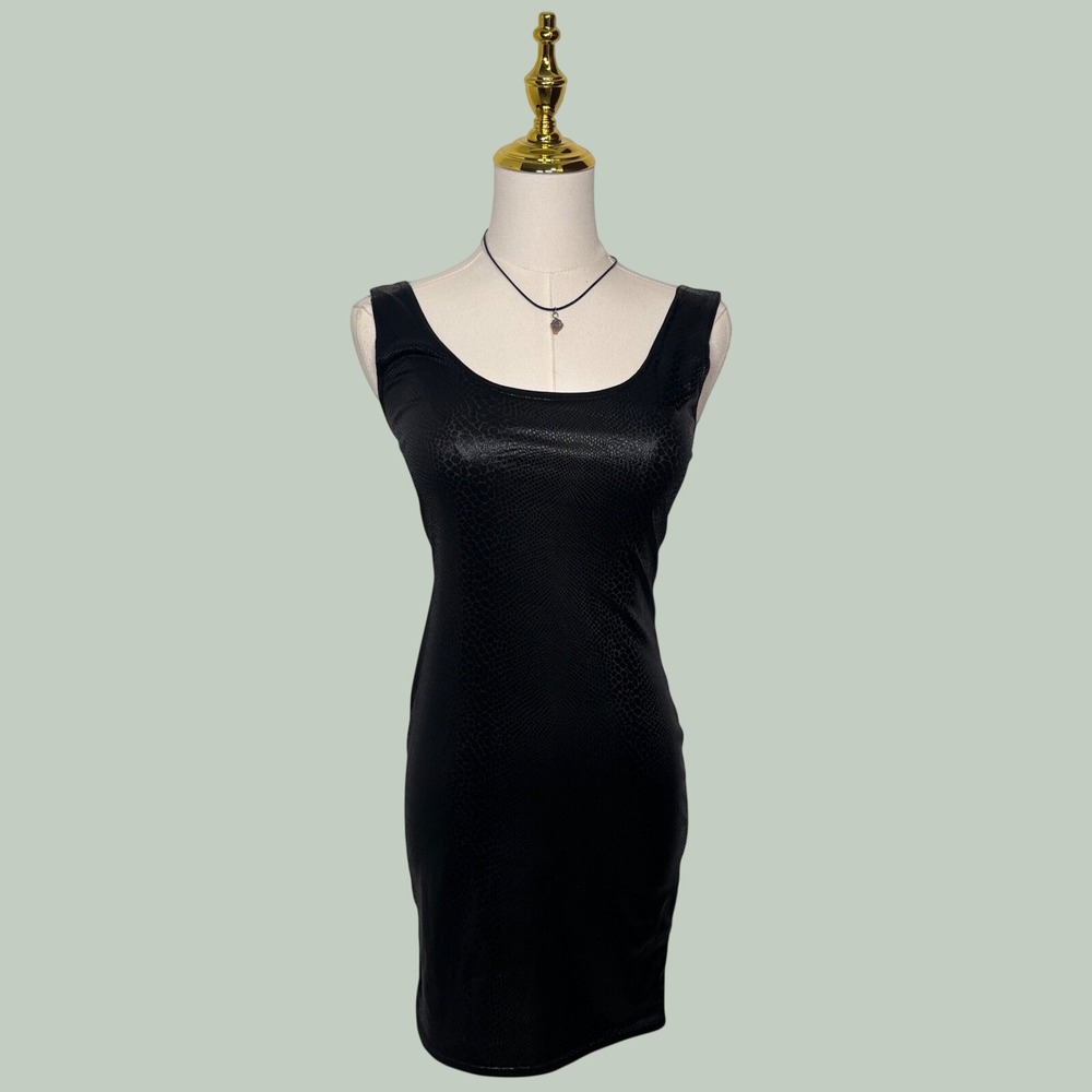parisian NWT black snake print mini dress Y2K club coquette grunge party chic